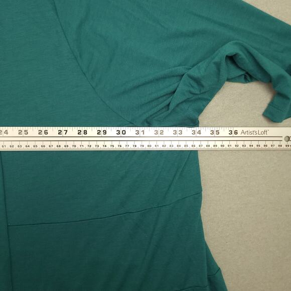 Catherines Women's Kimono Cardigan Sz 5X Open Front Mock Neck Casual Green - Picture 7 of 9